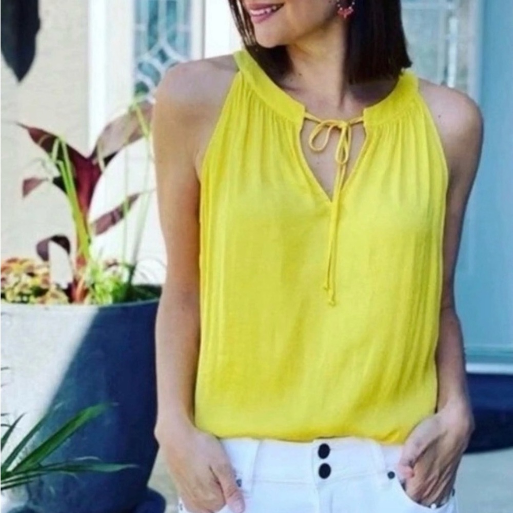 CAbi Bright Yellow Tie-Neck Sleeveless Camisole